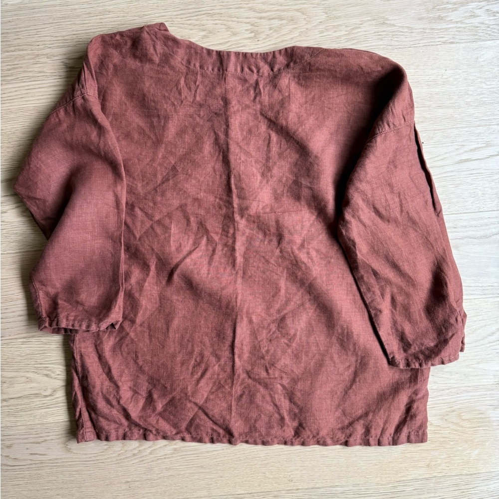 Tiger Owl 3/4 Long Sleeve Rust colored Shirt - Picture 3 of 3